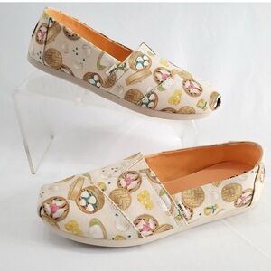 TOMS Dumplings Print Canvas Womens Alpargata Slip On Shoes Size 8.5